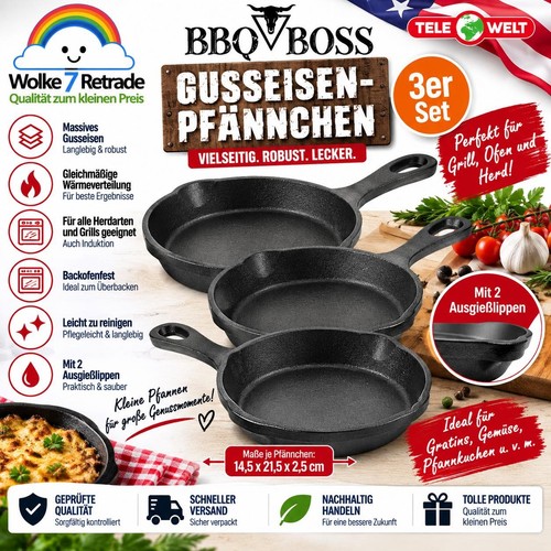 Gusseisen pfännchen 3er mini - pfännchen,