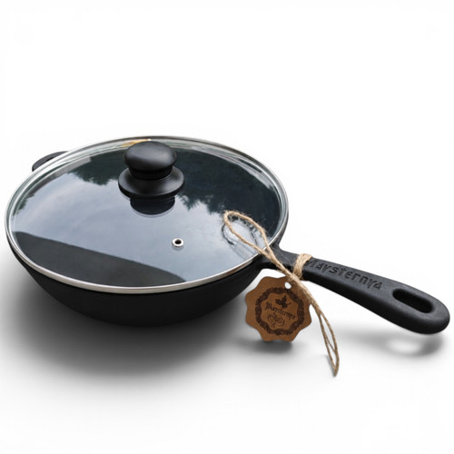Gusspfanne mit glasdeckel - gusspfanne,
